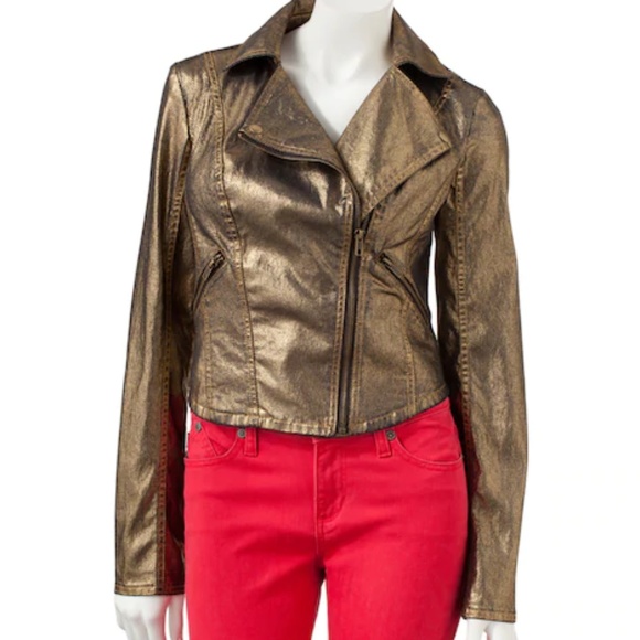 Rock & Republic Jackets & Blazers - B2G1 NWT Rock & Republic Gold Metallic Moto Jacket